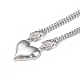 Clear Cubic Zirconia Heart with Padlock Pendant Necklace(NJEW-L170-06P)-1