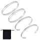 4Pcs 2 Styles Egg Shaped 201 Stainless Steel Grooved Hinged Bangles(STAS-UN0048-69)-1