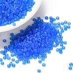 MIYUKI Round Rocailles Beads, Japanese Seed Beads, 11/0, (RR150F) Matte Transparent Sapphire, 2x1.3mm, Hole: 0.8mm, about 5500pcs/50g(SEED-X0054-RR0150F)