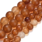 Natural Carnelian Beads Strands, Dyed & Heated, Round, Frosted, 8~8.5mm, Hole: 0.9mm, about 48pcs/strand, 15.24 inch(38.7cm)(G-L642-G01-8mm)