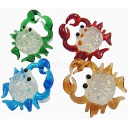 Handmade Luminous Lampwork Pendants, Crab, Mixed Color, Size: about 32mm wide, 32mm long, hole: 5mm(X-LAMP-Y056-M)
