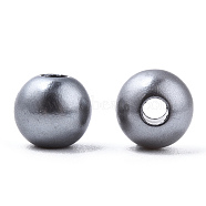 Spray Painted ABS Plastic Imitation Pearl Beads, Round, Dark Gray, 6x5.5mm, Hole: 1.8mm, about 4540 pcs/500g(OACR-T015-05A-01)
