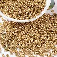 MIYUKI Round Rocailles Beads, Japanese Seed Beads, (RR182) Galvanized Yellow Gold, 8/0, 3mm, Hole: 1mm, about 422~455pcs/bottle, 10g/bottle(SEED-JP0009-RR0182)