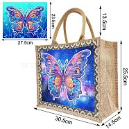 Diamond Painting DIY Hand Bag Kits, Gunny Bag, Butterfly, 305x255x145mm(PW-WG83962-03)