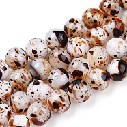Drawbench Style Dyed Natural Freshwater Shell Beads Strands, AB Color Plated, Dyed, Round, Seashell Color, 5mm, Hole: 0.6mm, about 72~81pcs/strand, 14.25~15.35 inch(36.2~39cm)(SHEL-T019-01A)