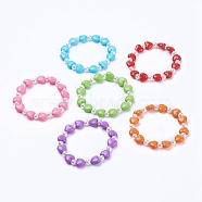 Kids Stretch Bracelets, with Colorful Acrylic Beads and Acrylic Imitation Pearl, Heart, Mixed Color, 2 inch(5.1cm)(BJEW-JB03786)
