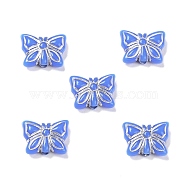 Opaque Acrylic Beads, Metal Enlaced, Butterfly, Royal Blue, 11x14.5x5mm, Hole: 1.8mm, about 740pcs/500g(OACR-G016-08H)