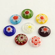 Handmade Millefiori Glass Cabochons, Half Round/Dome, Mixed Color, 10x3mm(X-LK-R005-19)