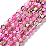 Synthetic Moonstone Beads Strands, Round, Hot Pink, 6mm, Hole: 1mm, about 31pcs/strand, 7.20 inch(18.3cm)(G-P528-J01-10)