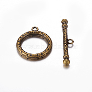 Tibetan Style Zinc Alloy Toggle Clasps, Lead Free, Cadmium Free and Nickel Free, Antique Bronze, Ring: 26x21mm, Hole: 2mm, Bar: 37mm, Hole: 2mm(MLF1408Y-NF)