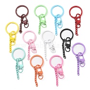 Spray Painted Eco-Friendly Alloy Swivel Snap Hook Clasps, Cadmium Free & Nickel Free & Lead Free, Ring, with Chain, Mixed Color, 70x30x7.5mm, ring: 24mm in diameter; Clasps: 33.5x12.5x5.5mm(PALLOY-T090-06-NR)