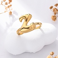 304 Stainless Steel Open Cuff Rings for Women, Letter, Real 18K Gold Plated, Letter Z, 13~14x7~15mm(RJEW-M060-01G-26)