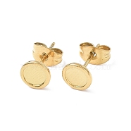 Ion Plating(IP) 304 Stainless Steel Stud Earring Finding, Earring Settings, Flat Round, Real 18K Gold Plated & Gunmetal, Tray: 5mm, 6.5mm, Pin: 0.8mm(EJEW-I285-41G)