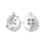 Alloy Pendants, Button Charm, Platinum, 21x16x3mm, Hole: 1.8mm(FIND-B018-02P)