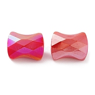 Electroplate Glass Beads, AB Color, Faceted Pillow, Red, 10x8x6mm, Hole: 1.6mm(GLAA-D016-14F)
