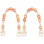 Alloy & Acrylic Cable Chain Bag Straps, with Alloy Spring Gate Ring, Bag Replacement Accessories, Dark Orange, 480x22x14mm(FIND-WH0014-07)