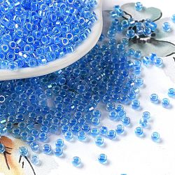 Glass Seed Beads, Opaque Colours Rainbow, Cylinder, Royal Blue, 2.5x2mm, Hole: 1.4mm(X-SEED-S042-13A-14)