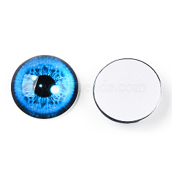 Glass Cabochons, Half Round with Eye, Dodger Blue, 20x6.5mm(GGLA-T004-03H)