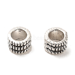 Tibetan Style Alloy European Beads, Large Hole Beads, Cadmium Free & Lead Free, Column, Antique Silver, 6x4mm, Hole: 4mm(FIND-C043-003AS)