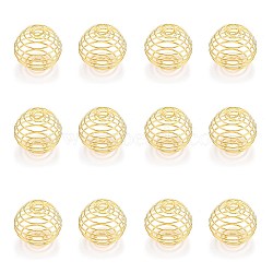 Iron Wire Pendants, Spiral Bead Cage Pendants, Round, Golden, 24x19.5mm, Hole: 4.5mm(X-IFIN-Q125-02B-G)