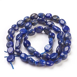 Natural Lapis Lazuli Beads Strands, Nuggets, 6~12x6~8mm, Hole: 0.5mm, about 47pcs/strand, 15.7 inch(40cm)(G-F575-01E)