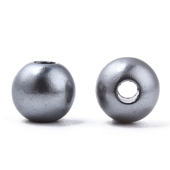 Spray Painted ABS Plastic Imitation Pearl Beads, Round, Dark Gray, 6x5.5mm, Hole: 1.8mm, about 4540 pcs/500g