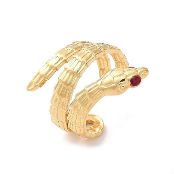 304 Stainless Steel Open Cuff Enamel Rings for Women, Snake, Real 18K Gold Plated, 27mm, Inner Diameter: Adjustable