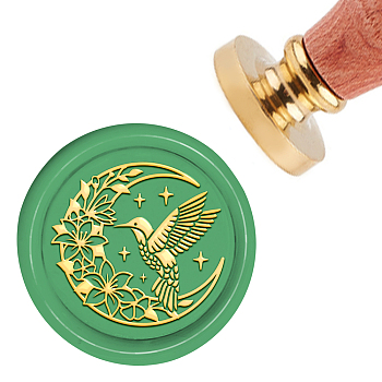 Brass Wax Seal Stamp with Handle, for DIY Scrapbooking, Bird Pattern, 3.5x1.18 inch(8.9x3cm)