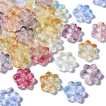 100Pcs Handmade Lampwork Beads, Snowflake, Mixed Color, 14x4.5mm, Hole: 1.2mm