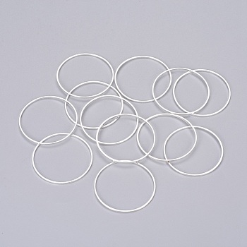 Brass Linking Rings, Nickel Free, Silver Color Plated, 16x0.65mm, Inner Diameter: 15mm