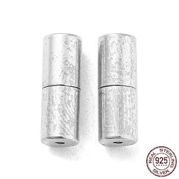 925 Sterling Silver Screw Clasps, Column, Silver, 11x4mm, Hole: 1mm