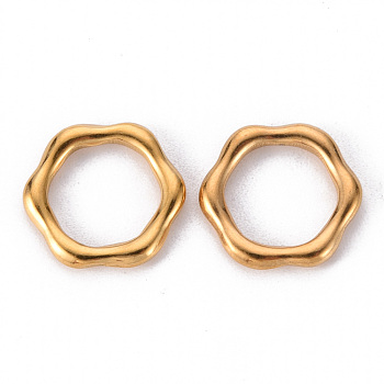304 Stainless Steel Linking Rings, Hexagon Ring, Golden, 14x15x2.5mm, Inner Diameter: 10mm