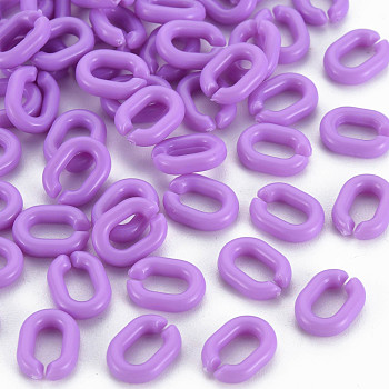 Opaque Acrylic Linking Rings, Quick Link Connectors, For Jewelry Chains Making, Oval, Medium Orchid, 10x7.5x2.5mm, Hole: 3x5.5mm