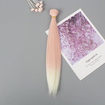 High Temperature Fiber Long Straight Hairstyle Doll Wig Hair, for DIY Girl BJD Makings Accessories, Pink, 25~30cm