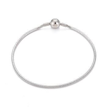 304 Stainless Steel Round Snake Chain Bracelet Making, Stainless Steel Color, 7-5/8 inch(19.5cm), 1.8mm