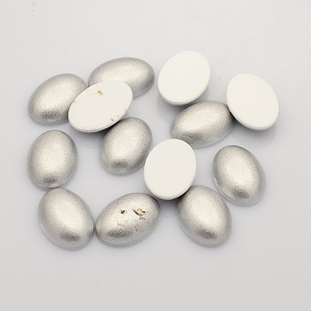 Oval Acrylic Cabochons, Silver, 18x13x4.9~5mm