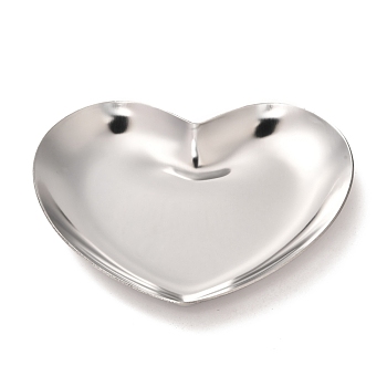 Heart 430 Stainless Steel Jewelry Display Plate, Cosmetics Organizer Storage Tray, Stainless Steel Color, 85x91.5x10mm