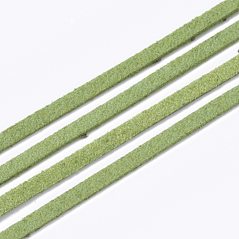 Faux Suede Cord, Faux Suede Lace, Yellow Green, 2.5~2.8x1.5mm, about 1.09 yards(1m)/strand
