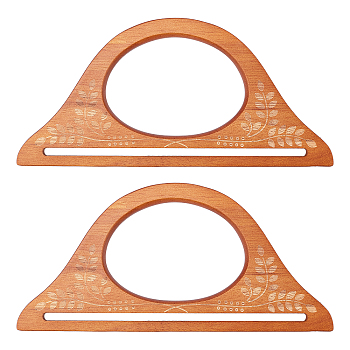 Oakwood Bag Handles, with Carve Patterns, Triangle, Bag Replacement Accessories, Sandy Brown, 11.7x24.8x0.9cm, Hole: 0.6x20.2cm