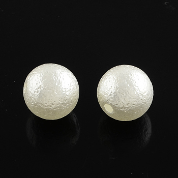 ABS Plastic Imitation Pearl Round Beads, White, 8x7mm, Hole: 2mm, about 1900pcs/500g