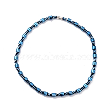 Synthetic Hematite & Brass Column Beaded Necklace Bracelet with Magnetic Clasps(SJEW-G079-01A)-2