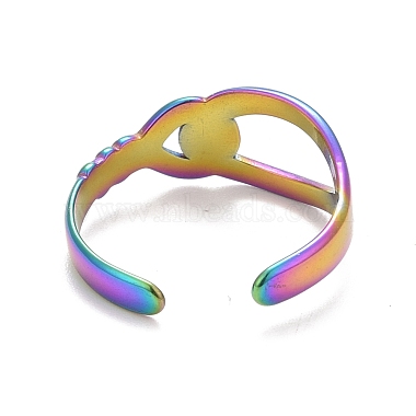 Ion Plating(IP) Rainbow Color 304 Stainless Steel Interlock Knot Shape Open Cuff Ring for Women(RJEW-C025-13M)-3