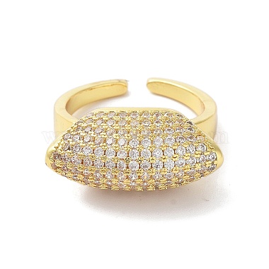 Brass with Cubic Zirconia Open Cuff Rings for Women(RJEW-A035-22G)-2