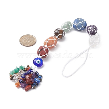 7 Chakra Nuggets Natural Gemstone Pocket Pendant Decorations(HJEW-JM01049-02)-3