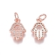 Brass Micro Pave Clear Cubic Zirconia Charms(ZIRC-I036-08RG)-1
