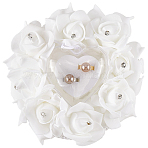 Plastic Ring Displays, with Rhinestone & PE, for Ring Jewelry Displays, Flat Round with Flower, White, 16.2x9cm(AJEW-WH20001-97)
