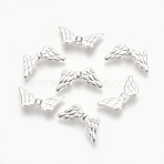 Tibetan Style Alloy Beads, Wing, Cadmium Free & Nickel Free & Lead Free, Silver, 9x19x3mm, Hole: 2mm(TIBEB-1127-S-FF)