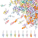 108Pcs 9 Colors Acrylic Pendant Decorations, with Alloy Findings, Angel, Mixed Color, 40mm, 12pcs/color(HJEW-FH00014)