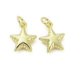 Rack Plating Brass Pendants, with Jump Ring, Cadmium Free & Lead Free, Long-Lasting Plated, Star Charms, Real 18K Gold Plated, 13x11x4.5mm, Hole: 3mm(X-FIND-Z024-05G)