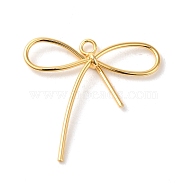 Brass Pendants, Bowknot, Real 18K Gold Plated, 28x28.5x4mm, Hole: 2mm(KK-F087-03G-02)